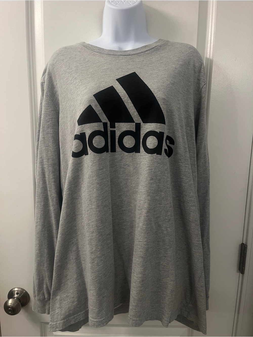 adidas Gray Long Sleeve Tee with Black Logo
